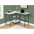 Daphnes Dinnette 48 in. White Marble & Black Metal Corner Computer Desk DA3067116